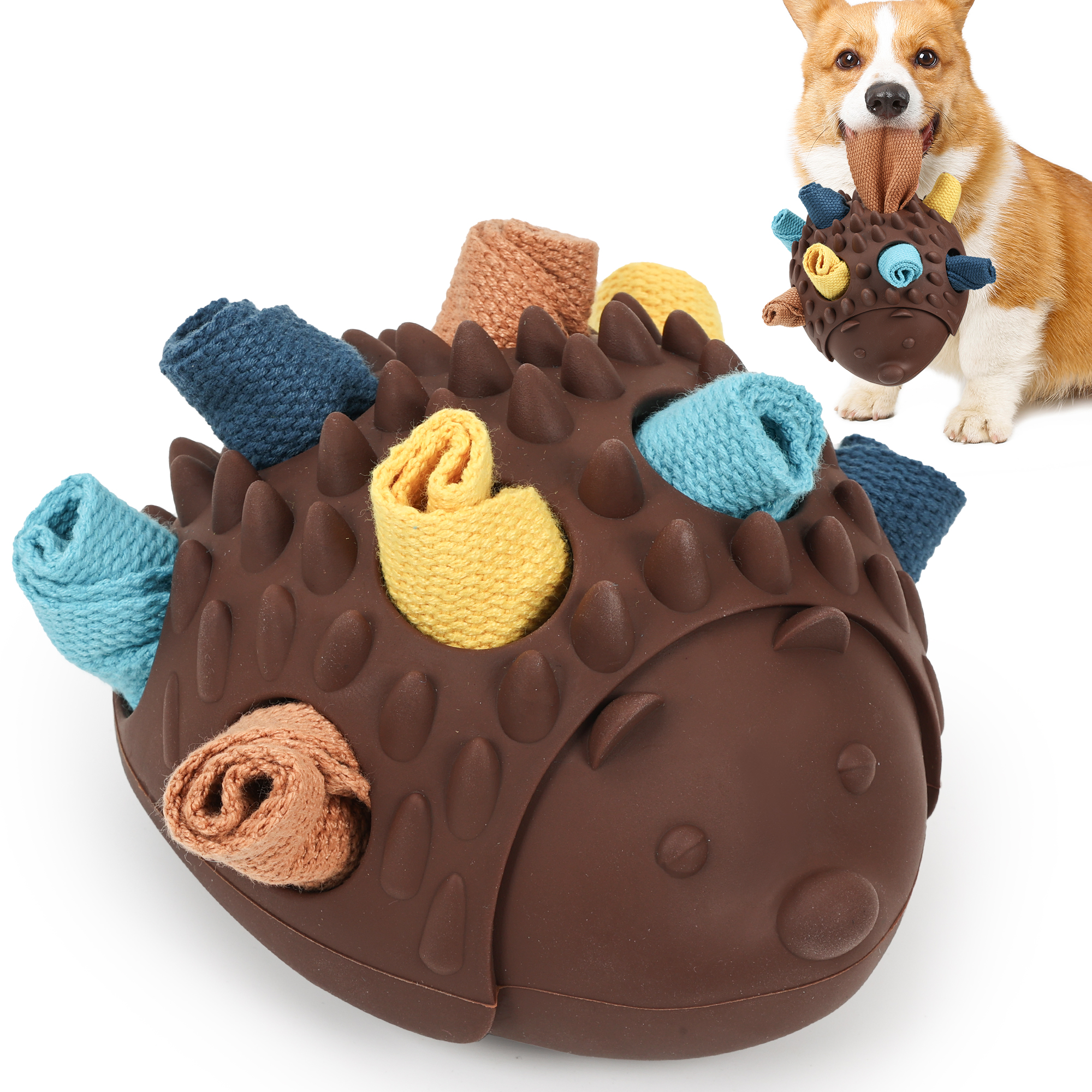 定制标志狗橡胶玩具小刺猬设计天然橡胶互动狗玩具狗咀嚼玩具