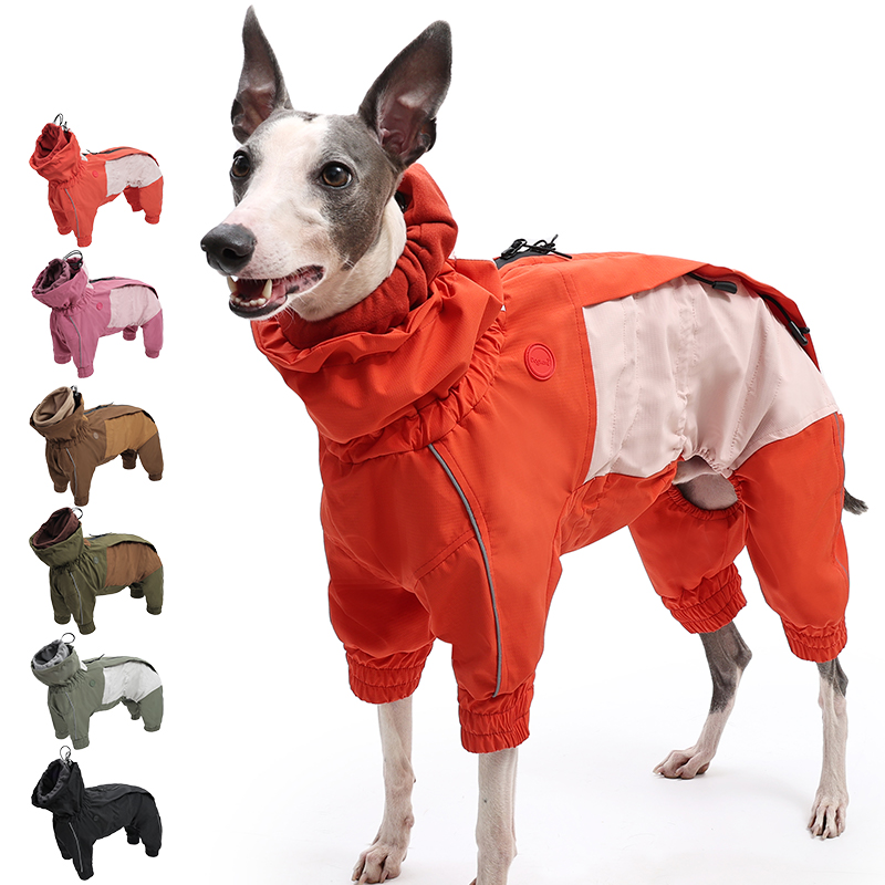 Vêtements d'hiver pour chiens, tissu Composite à trois couches avec Logo personnalisé, hydrofuge de qualité supérieure, collier réglable à Double couche