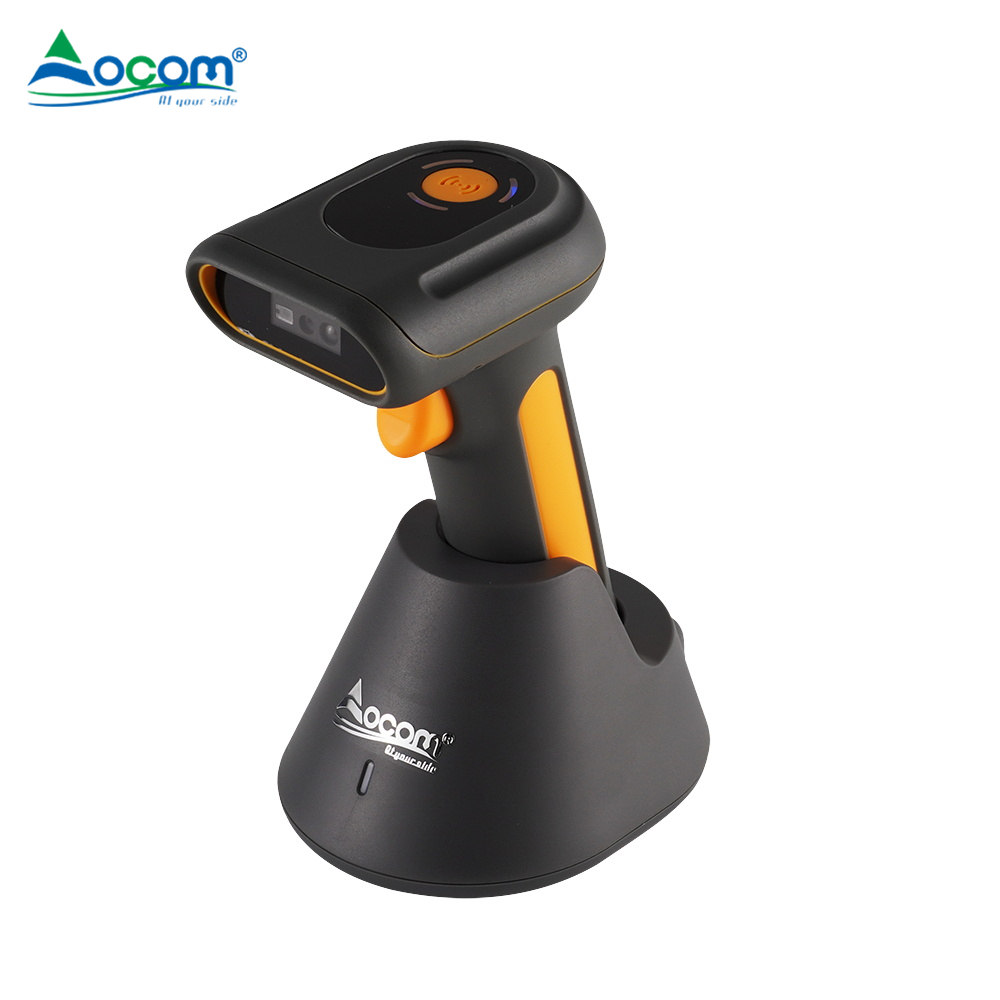 Scanner di codici a barre wireless portatile Qr 1D 2D portatile Pos con supporto per la vendita al supermercato