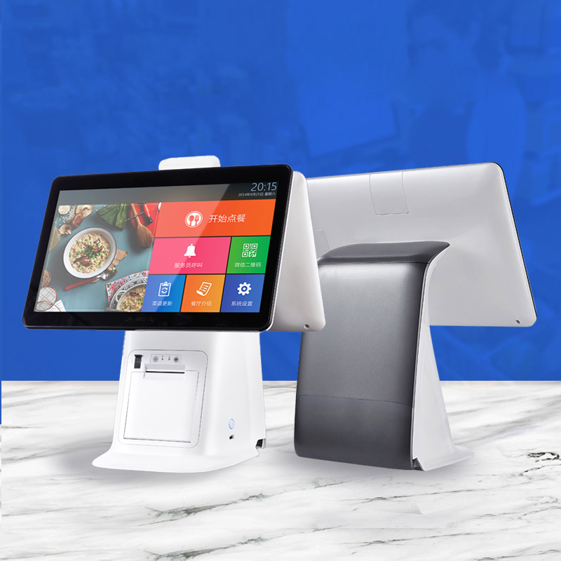 POS-G15 80mm/58mm thermal printer inbuilt Touch double screen Cash Register all in one POS
