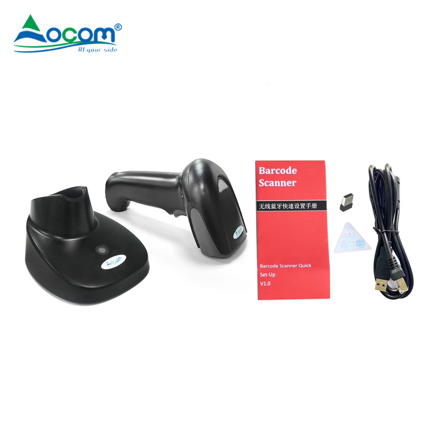 (OCBS-W239) scanner di codici a barre 2d per magazzino wireless portatile da esterno 2.4G usb al dettaglio a basso consumo di batteria