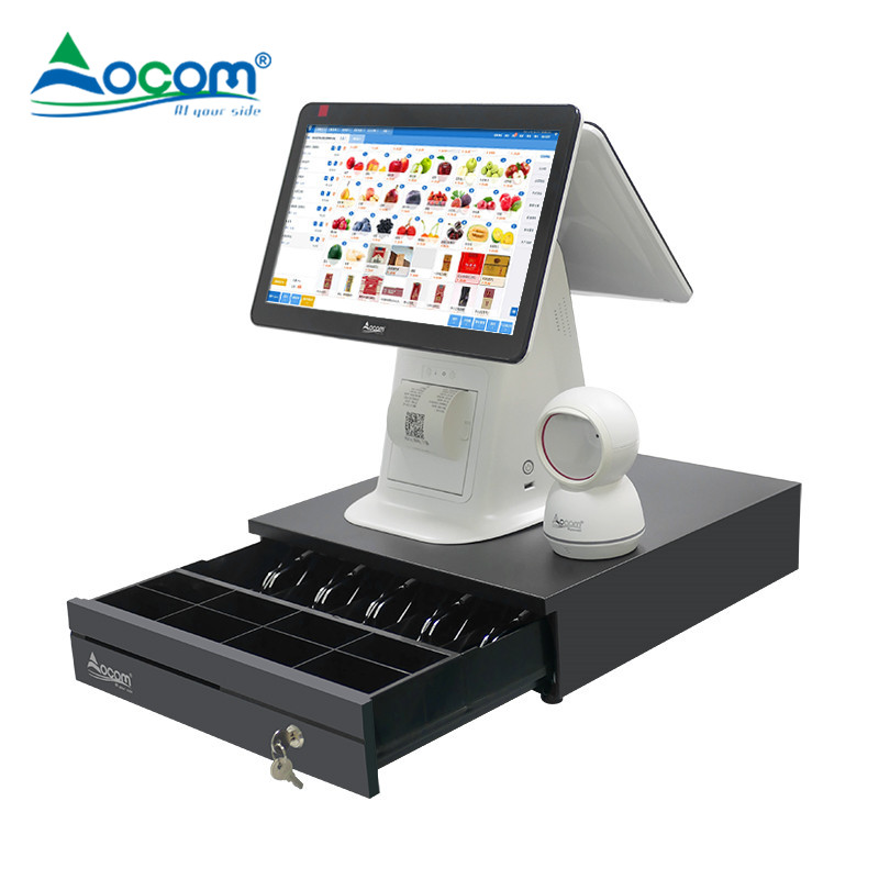 (POS-G156)I3 I5 processor 15.6inch windows10 pos android terminal cash machine 80mm pos printer cash register