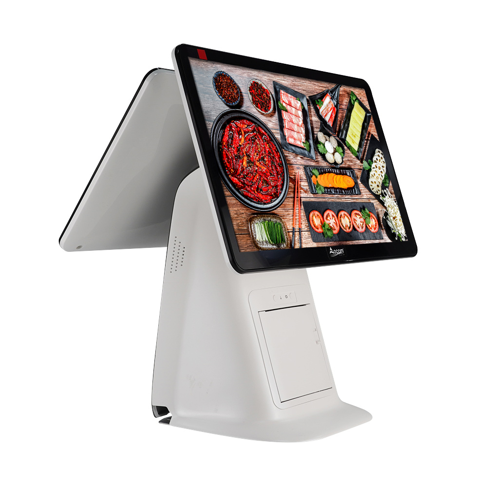 POS-G156 15.6 inch dual screen smart electronic cash register MSR 4G touch screen android pos terminal with printer