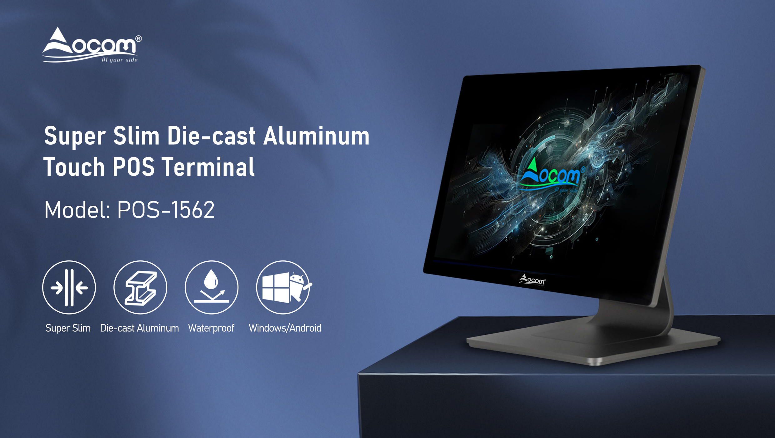 Windows/Android Super Thin Body Metal Aluminum Touch POS Машина для ресторанов
