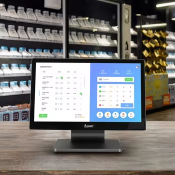 Groothandel 15,6 inch breed scherm POS Pc voor winkelwinkel 2 geeft kassystemen weer met touch Windows eenvoudig te gebruiken