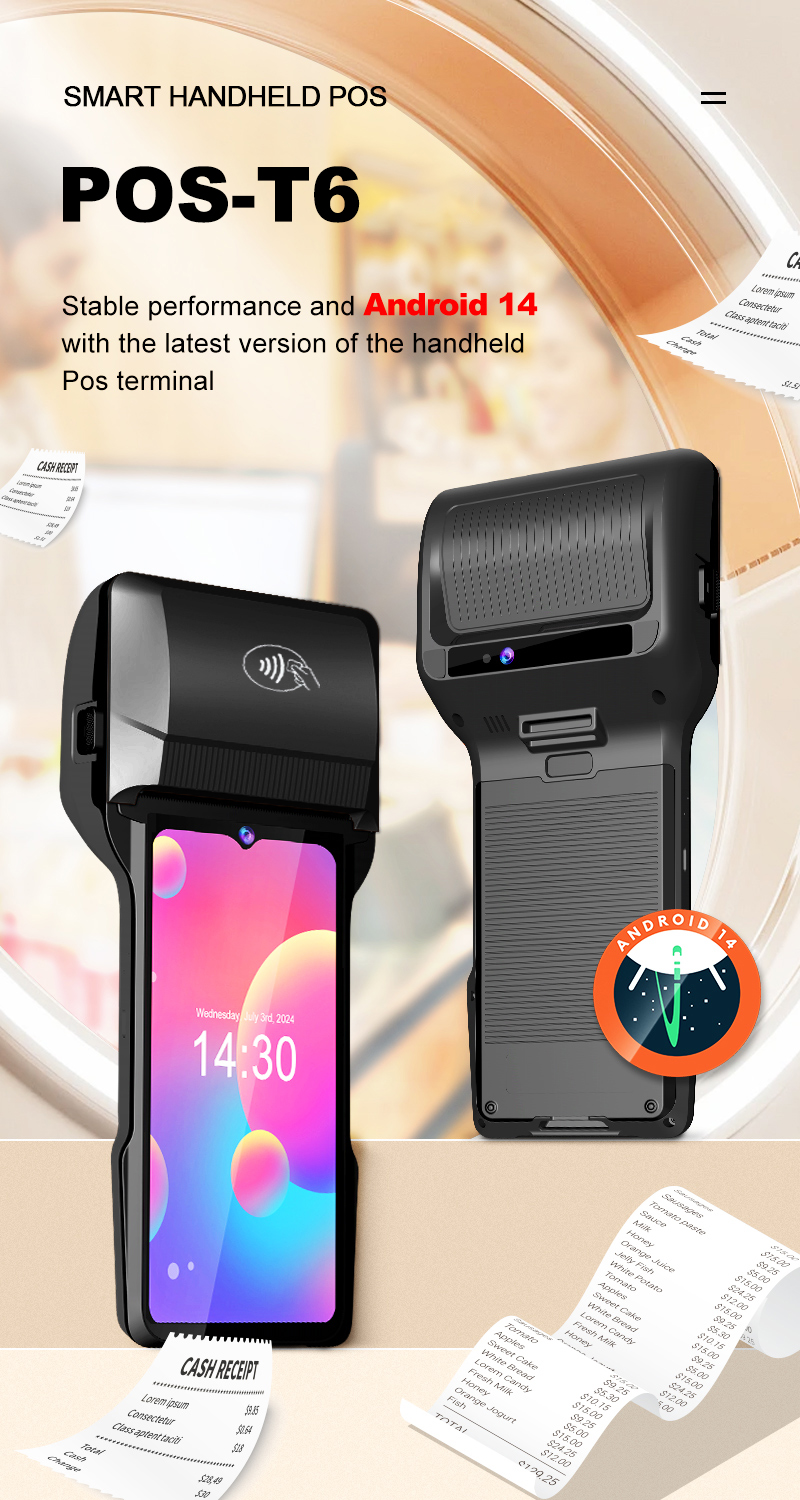 6.5'' mobile POS terminal, with 80mm thermal printer, Android 14 GMS certified - COPY - 18lj7g