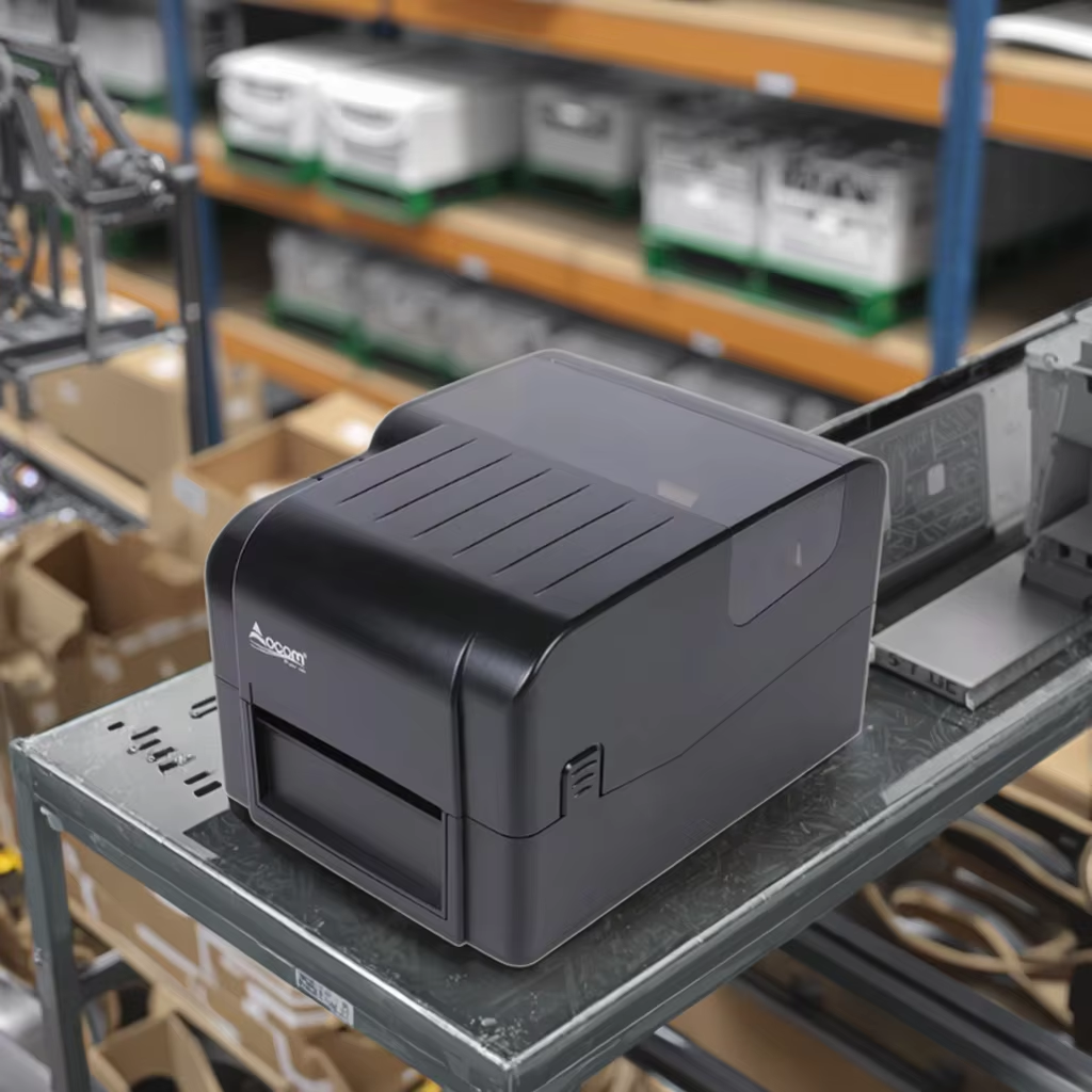 OCOM Impresora de etiqueta de código de barras de transferencia de marca de marca de 4 pulgadas con alta resolución de 300 ppi