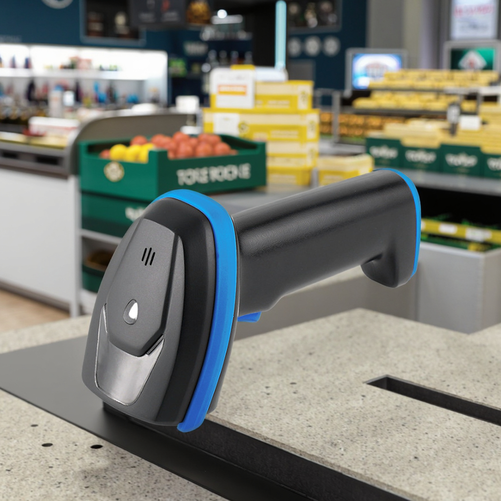 1D 2D Laser CCD Qr Code Supermarket Inventory Reader With Stand Automatic Wired Wireless Portable Barcode Scanner