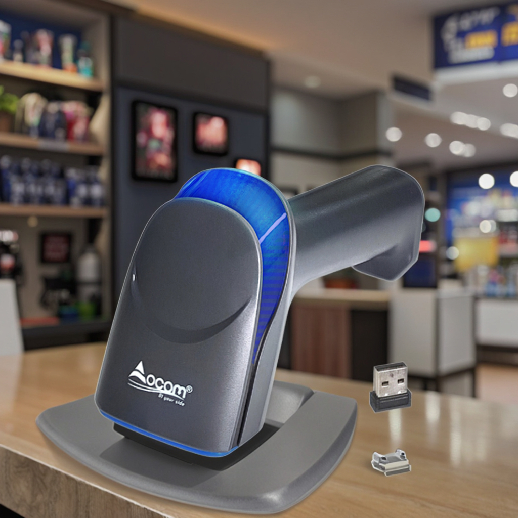 OCBS-W288 OCOM USB Wireless Bluetooth Barcode Scanner for Supermarket,Retail Store,Convenience Store 2D Barcode QR Code Scanner