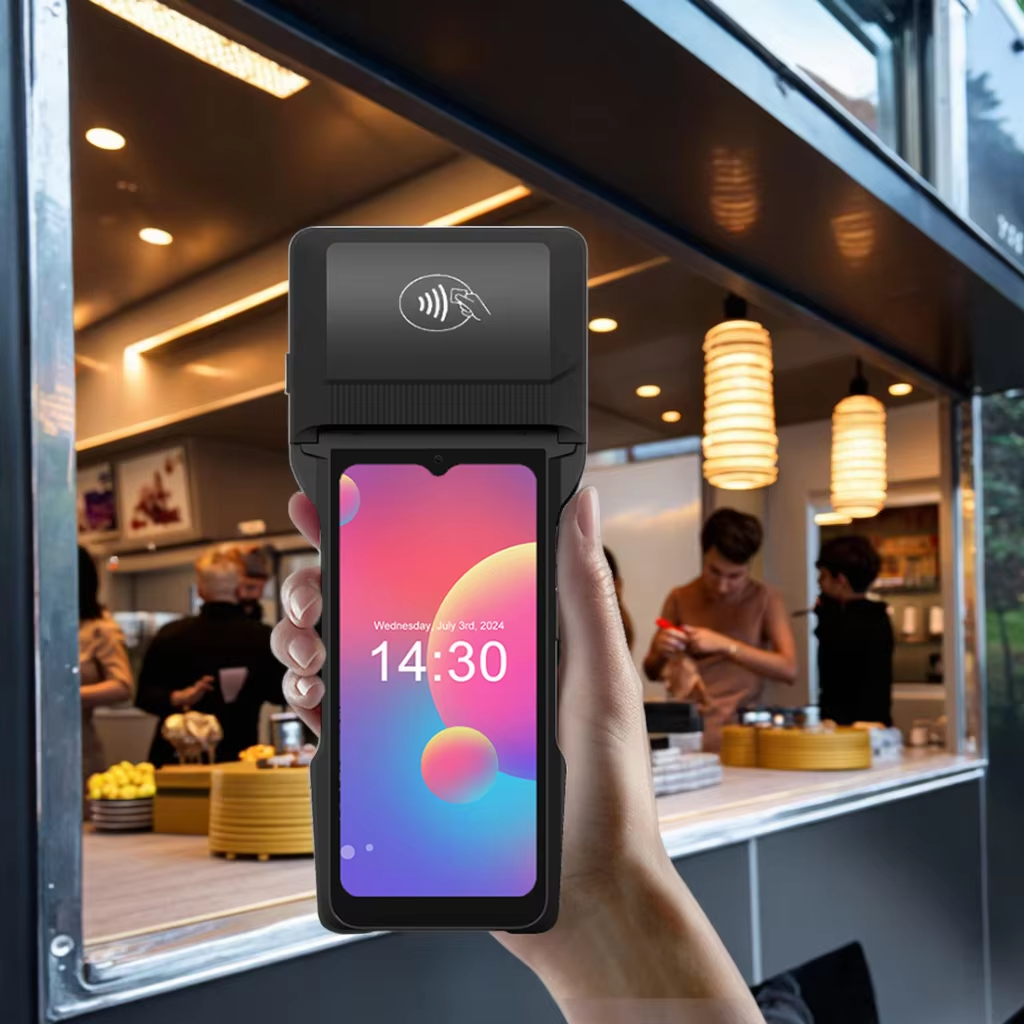 OCOM محطة محمولة بنظام Android 14 مقاس 6.5 بوصة مع طابعة حرارية مقاس 80 مم