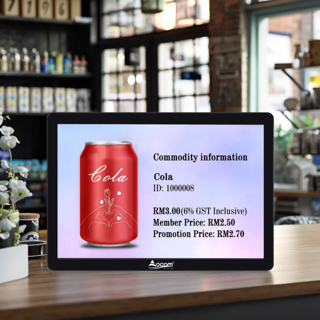 OCPC-002-A OCOM 10,1 Zoll POS Maschinen-Barcode-Scanner, WLAN, Bluetooth-Lautsprecher, Android 11, Preisprüfer