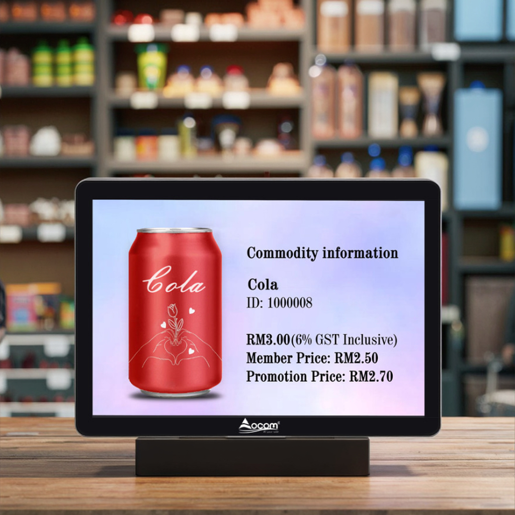 OCPC-002-A OCOM New Arrival 10.1 Inch Payment POS Touch Screen Monitor Barcode Scanner for Retail Store Price Checking