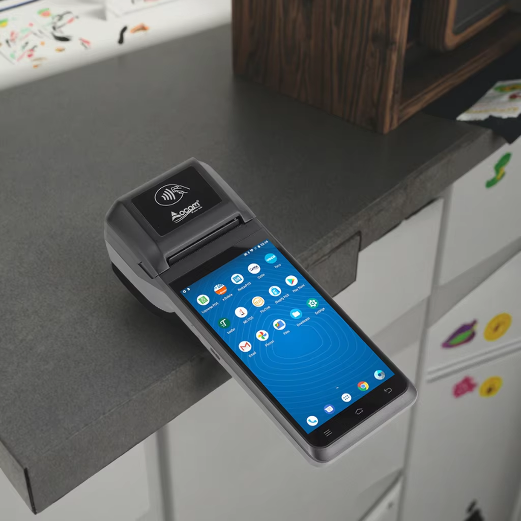 Android 14 POS Terminal mit integriertem Hochgeschwindigkeits-58-mm-Thermo-Beleg- und Etikettendrucker