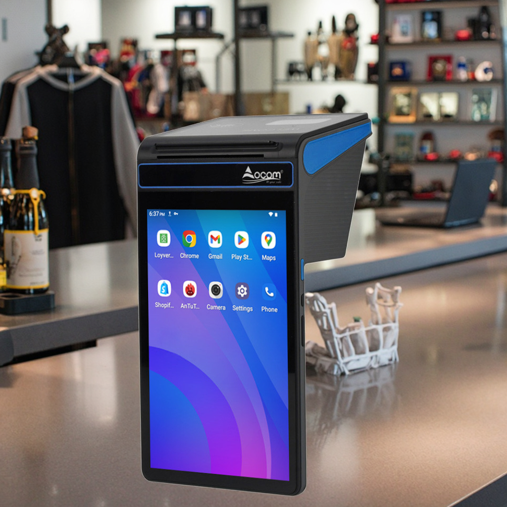 OCOM نقاط البيع-T8 ماكينة صرف آلي محمولة بشاشة تعمل باللمس 4G Wi-Fi NFC 50/80mm طابعة حرارية محمولة POS