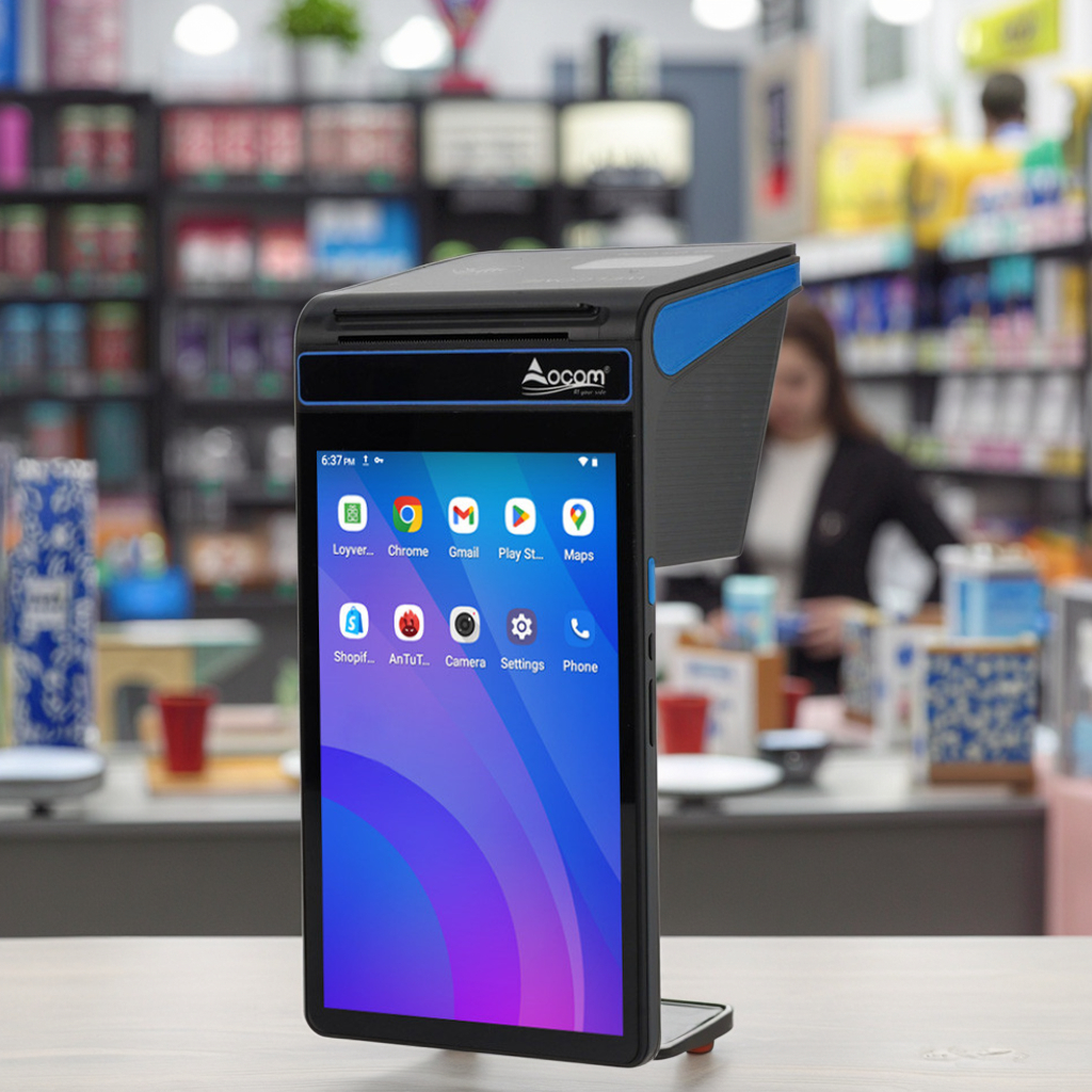 OCOM نقاط البيع-T8 تصنيع OEM/ODM Free SDK Android 13 4G محطة طابعة مدمجة 58/80 مم شاشة تعمل باللمس محمولة باليد POS