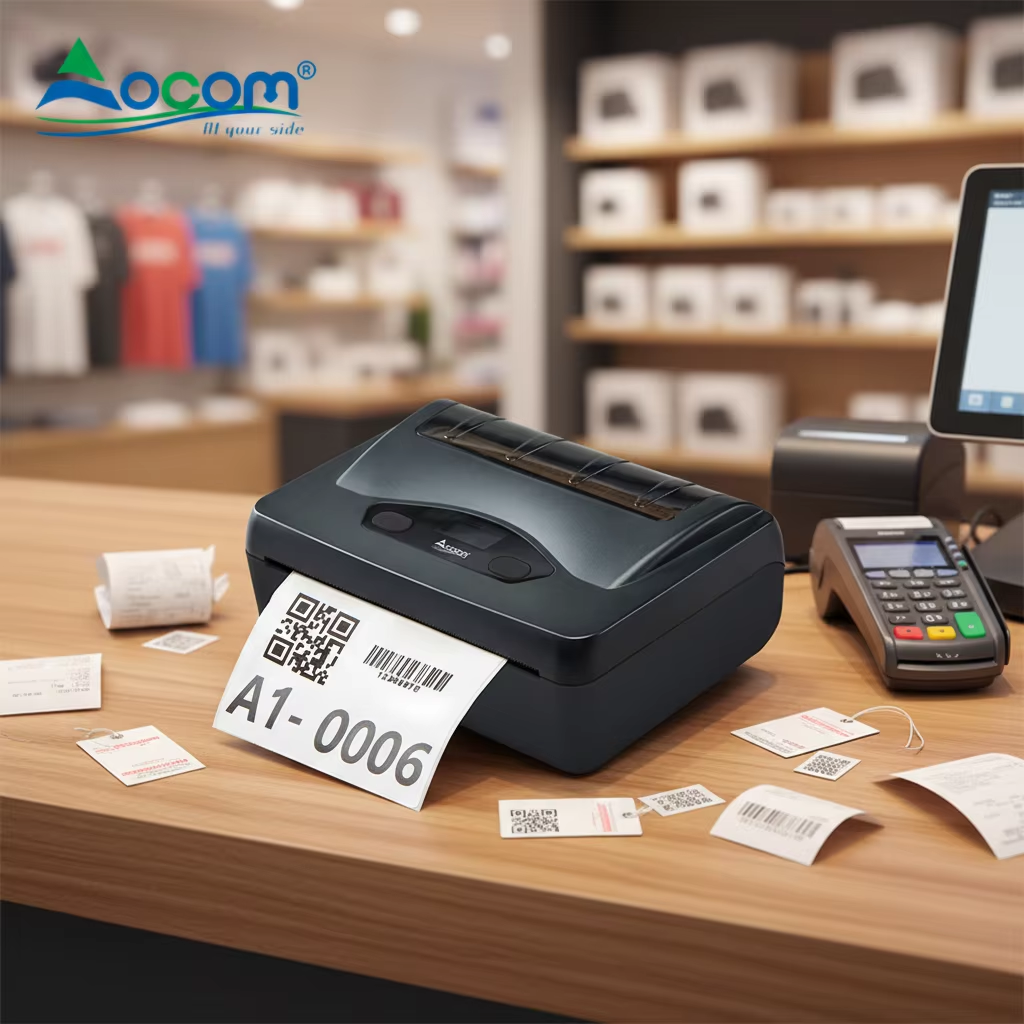 OCOM Wireless 4 Inch Bluetooth Thermal Barcode Printer, Support Android/iOS