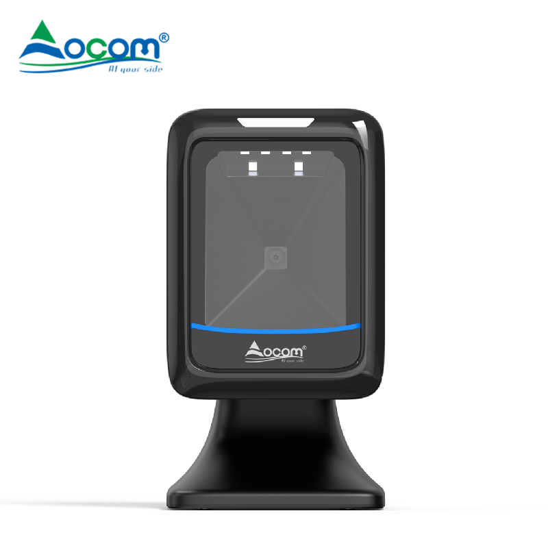 OCBS-T288 OCOM Newest High Speed Auto Sense Scanning Barcode Reader USB 2D CMOS Qr Code Desktop Barcode Scanner for Supermarket