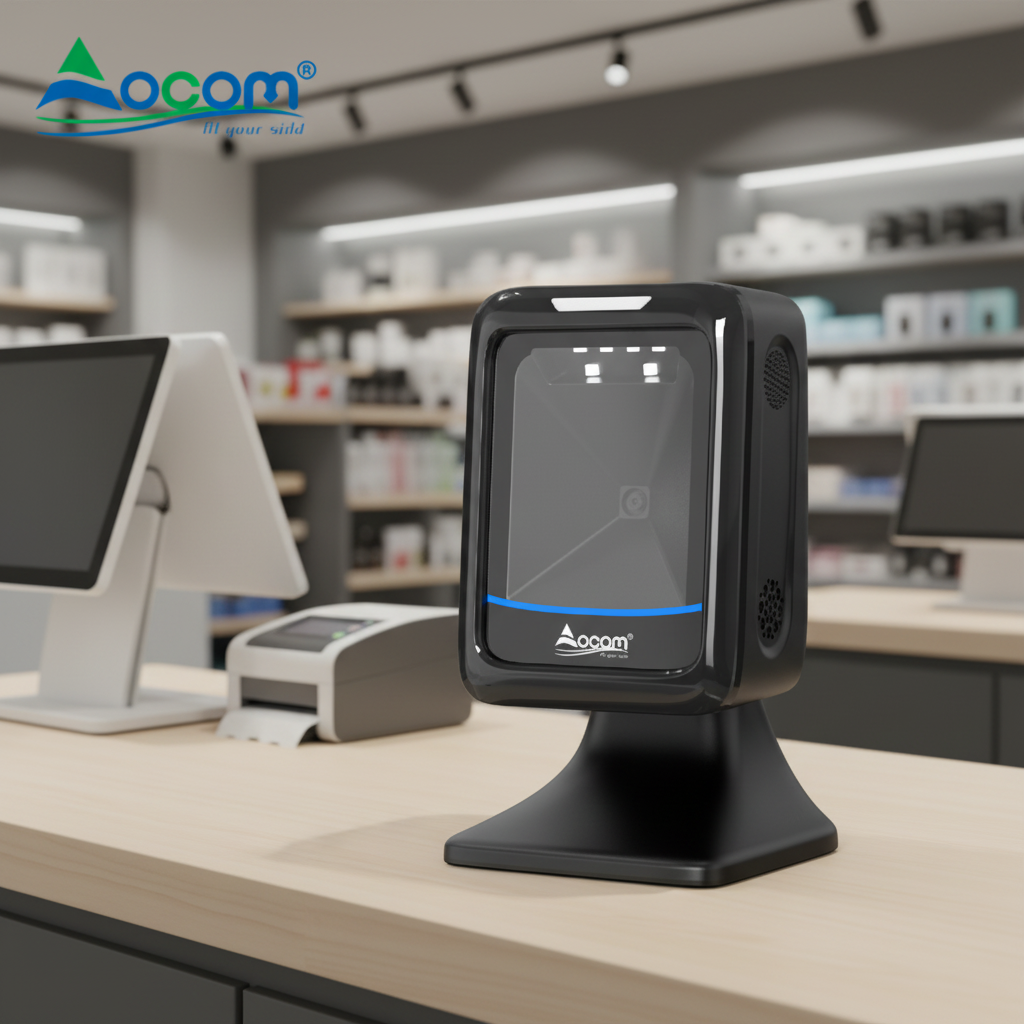 OCBS-T288 OCOM Neue 1D-2D-Weitwinkel-Scanabdeckung für Supermarkt-Einzelhandelsgeschäfte POS Montierter Barcode-Scanner