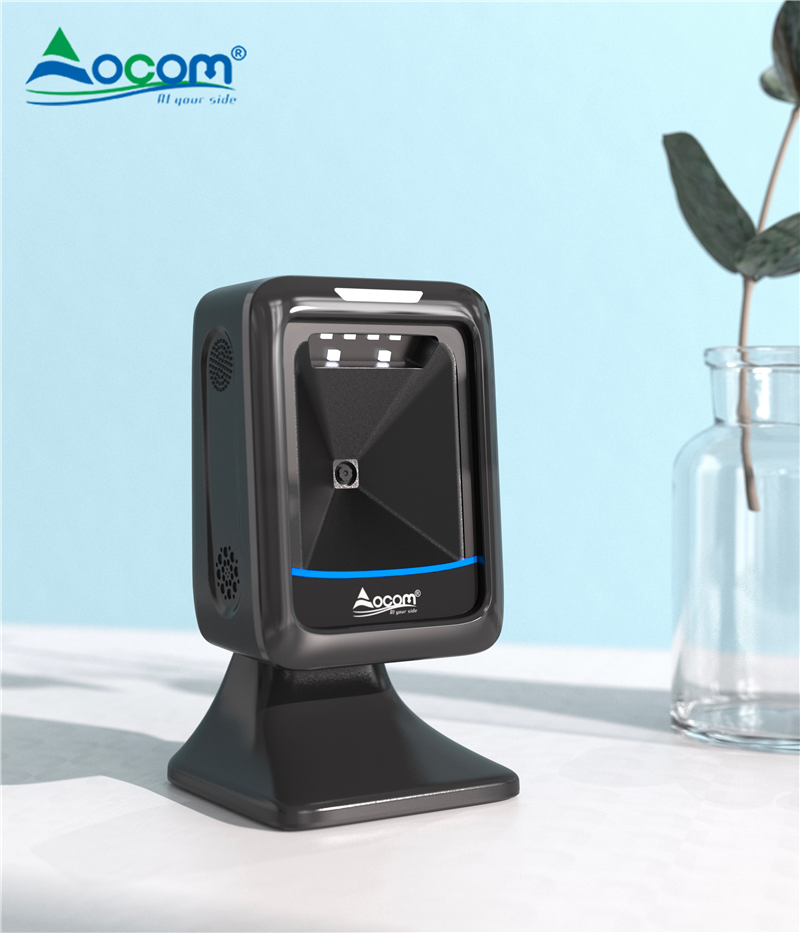 OCBS-T288 OCOM Scanner verificador de preços de interface USB de desktop de desempenho superior para supermercados Leitor de código de barras de leitura rápida Scanner