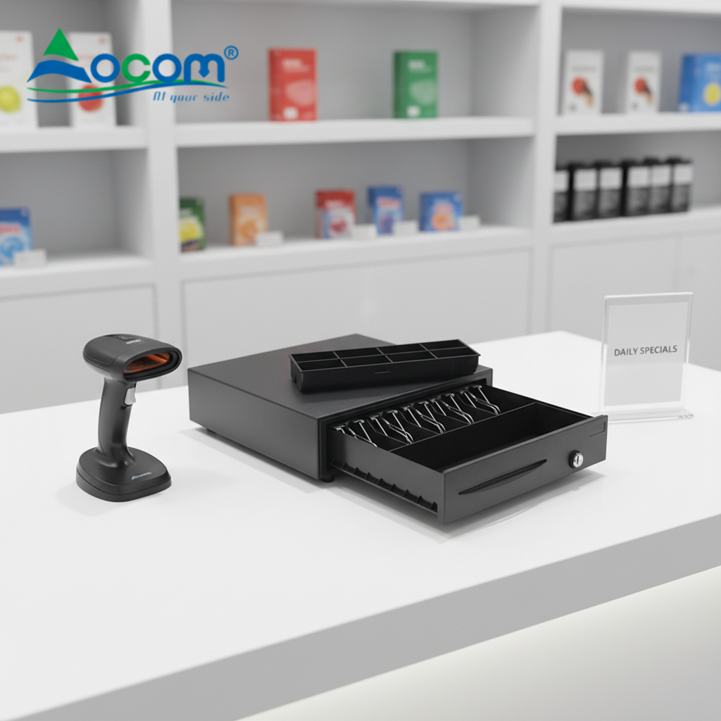 Cajón metálico de carga frontal con cerradura solenoide para uso comercial POS Configuración