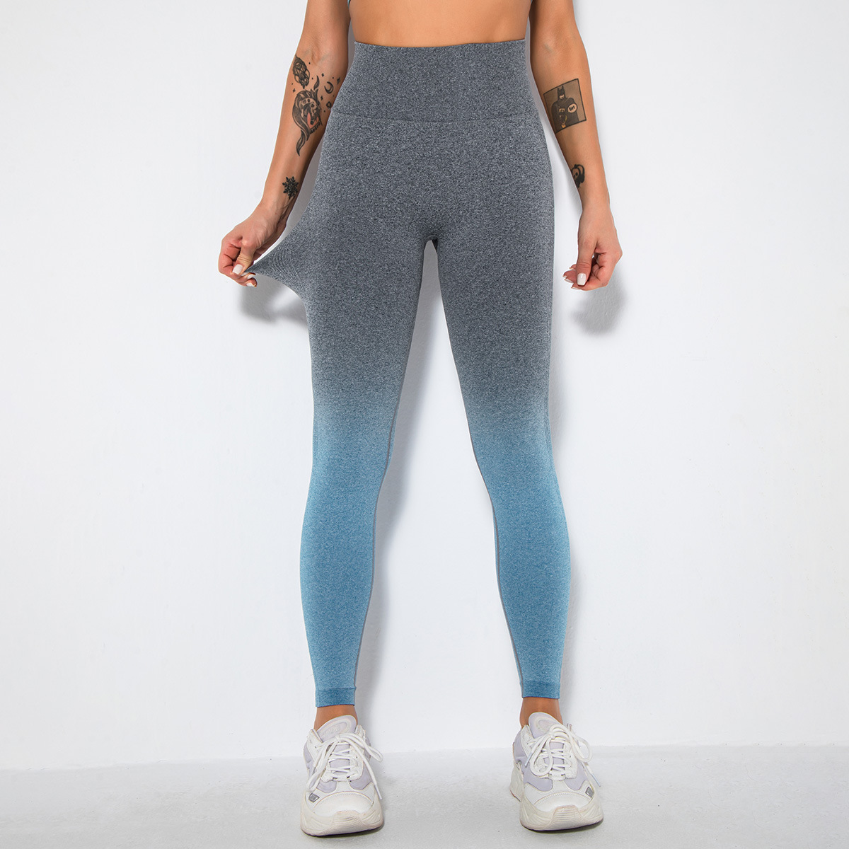 S-SHAPER Sem Costura Gradiente Cor Pendurado Cortado Calças Yoga Atacado Cintura Alta Sexy Peach Hip Treino Legging Elevador de Bumbum Secagem Rápida Roupa Esportiva