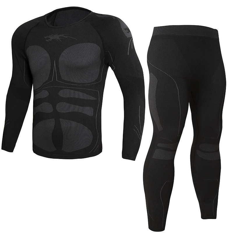 S-SHAPER 남성용 열 속옷 양털 안감 성능 양털 전술 스포츠 Shapewear 열 세트