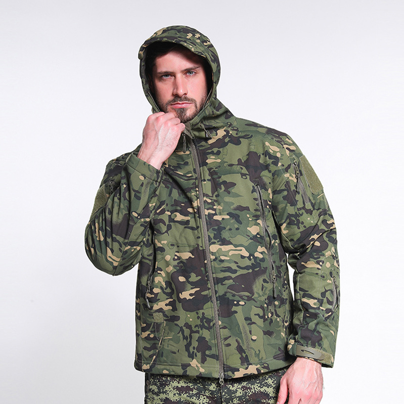 S-SHAPER Men's Outdoor Tactical Jackets Waterproof Fleece Hoodie Full Zip up Jackets Coats Polar Fleece Jacket
