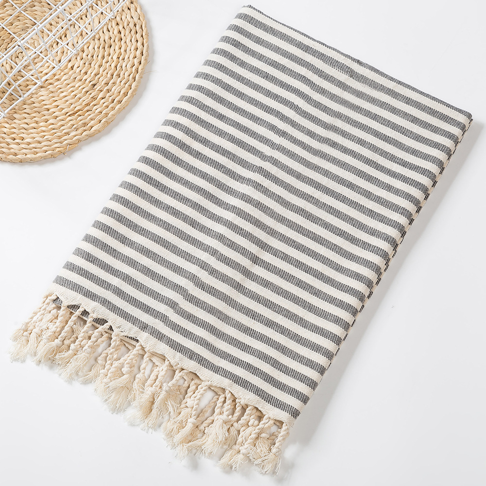 Cotton Turkish Striped Pool Towel Beach Towel With Tassel - COPY - t0glr3