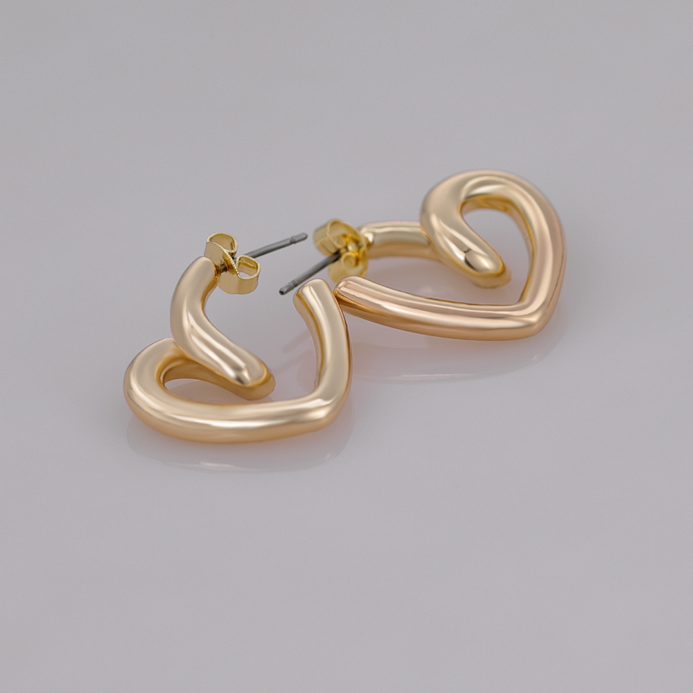 Brass Heart Shaped Hoop Earring.