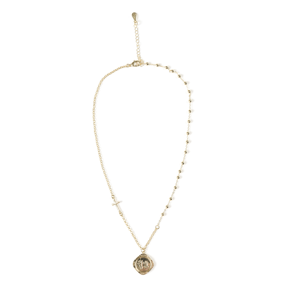 Collier chaîne pendentif empreinte de main de bébé à graver.