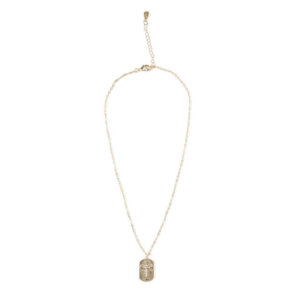 Cross Square Pendant Zirconium Pave Necklace.