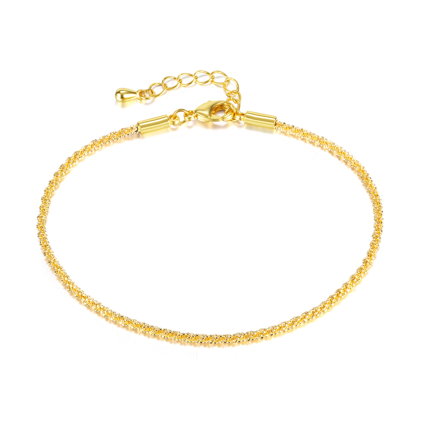 Pulseras delicadas chapadas en oro para mujer.