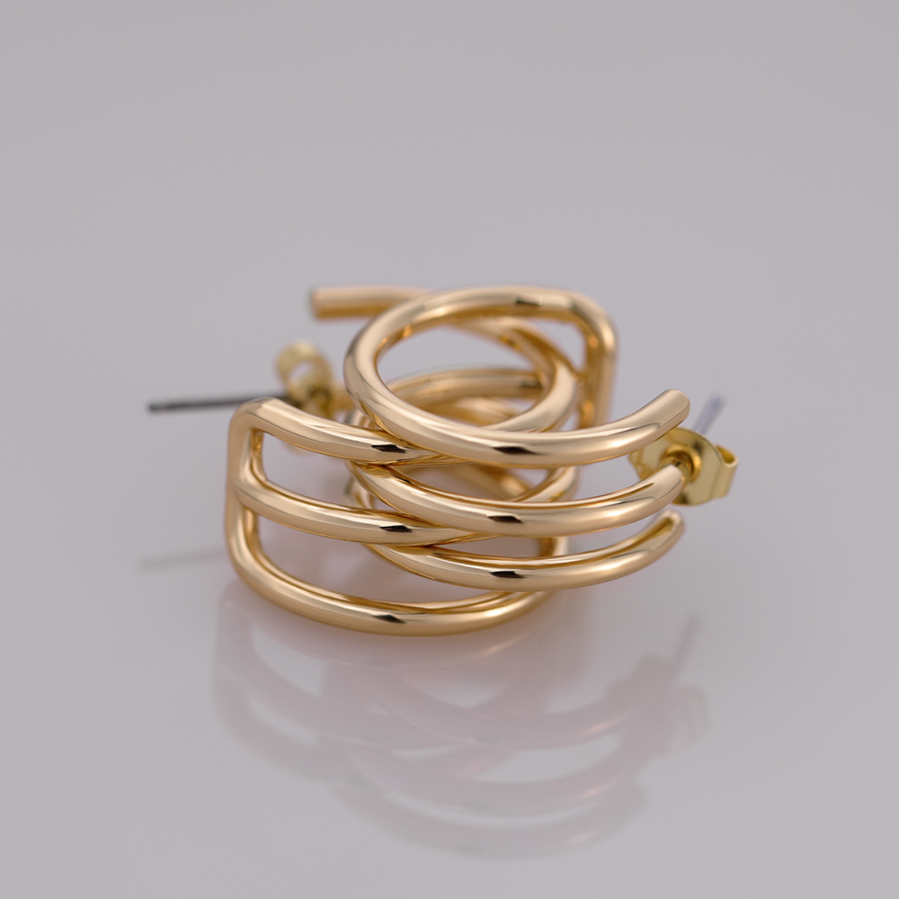 Geometrische Multi-Circle Half-C-Messing-Creolen-Ohrring.