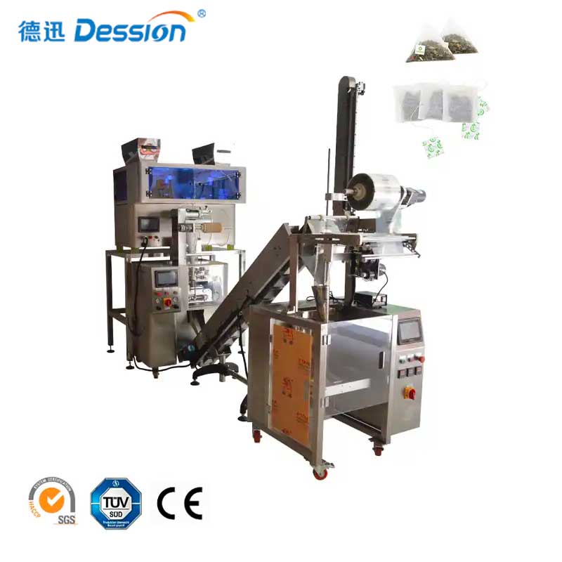 Túi trà hình kim tự tháp hình tam giác với máy đóng gói phong bì bên ngoài