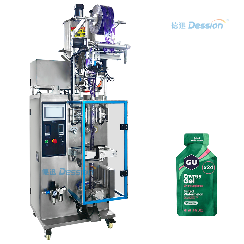 Línea de envasado líquido de bolsa de pie pequeño completamente automático, máquina de bolsas de gel de energía, hecha en China