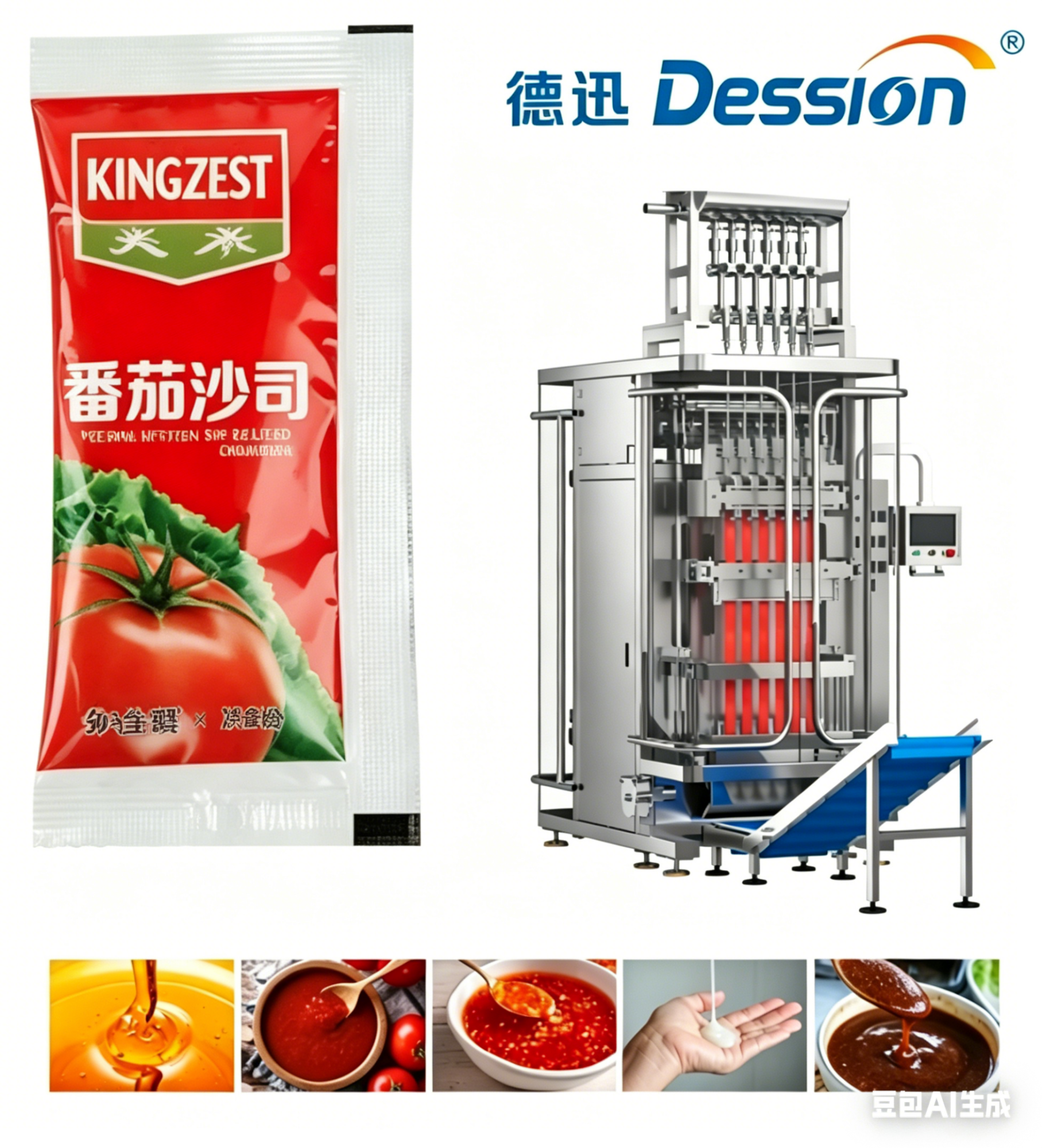 Multi-lane 3 Side Sealing Paste Ketchup sachets Packing Machine