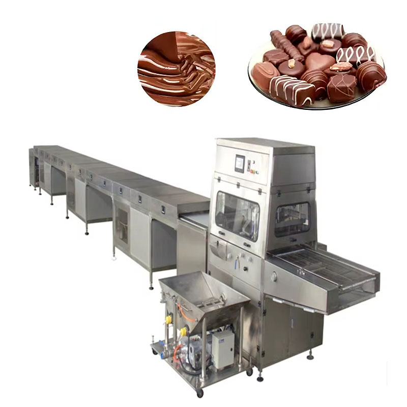 china chocolate enrobing production line with chocolate candy cooling tunnel