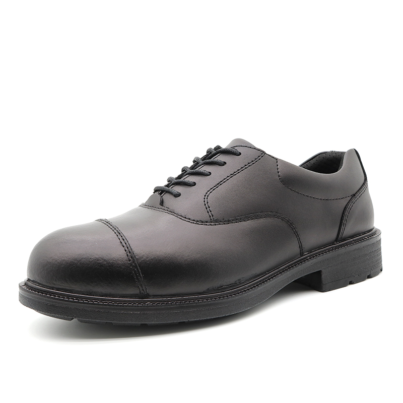 Sola pu antiderrapante de couro TM047 evita punção sapatos de segurança executivos da moda masculina biqueira de aço