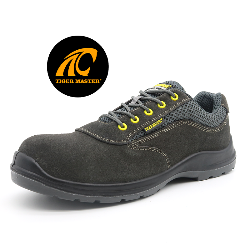 TM223-1 CE-gecontroleerde antislip pu-zool grijs suède leer composiet teen lekvrije veiligheidsschoenen voor heren