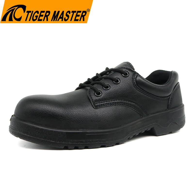 Tm070 sapatos de segurança executivos pretos antiderrapantes para homens