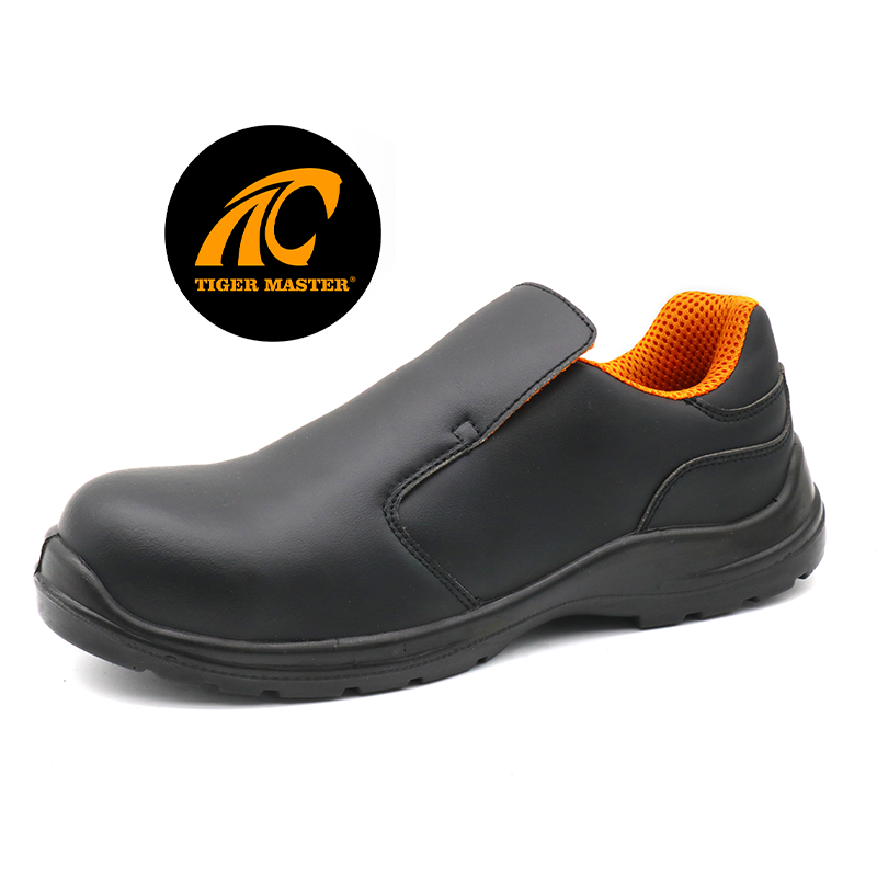 China TM079-1 Black microbier leather composite toe chef shoes non slip kitchen manufacturer