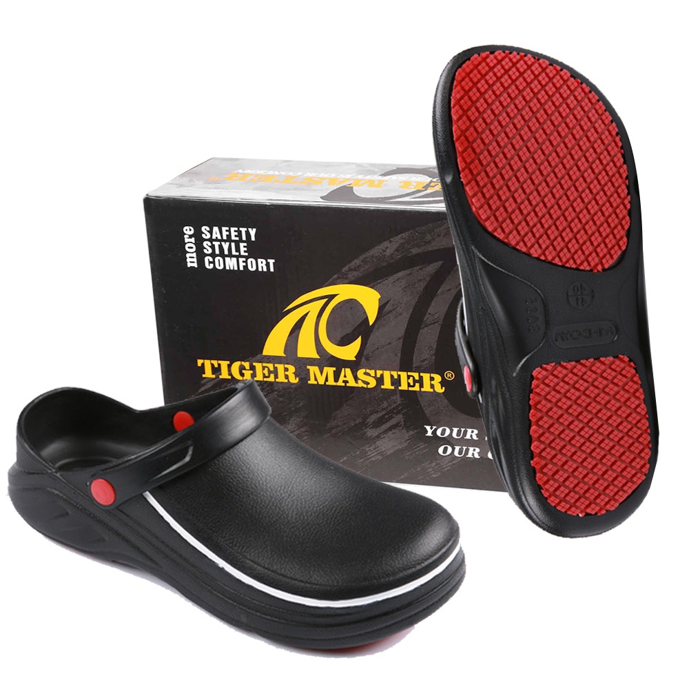 China TM080 Black anti-slip soft EVA non safety kitchen chef clogs shoes for men unisex manufacturer