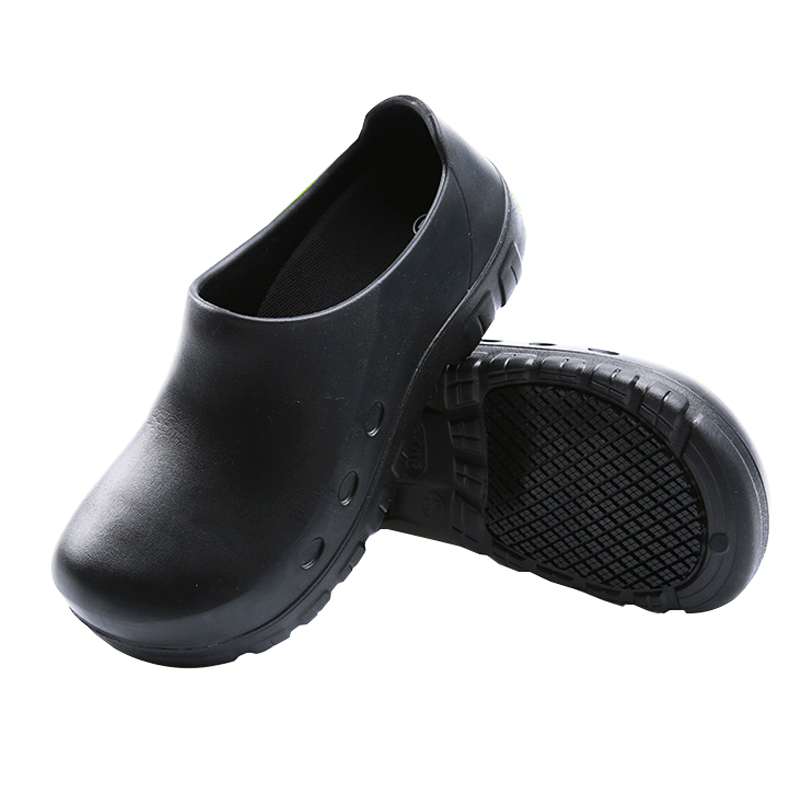 TM3114 Black anti-skid waterproof steel toe EVA kitchen chef shoes safety