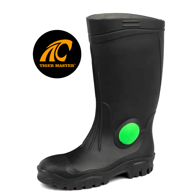 Botas de seguridad de PVC antipinchazos con punta de acero negra GB39 impermeables