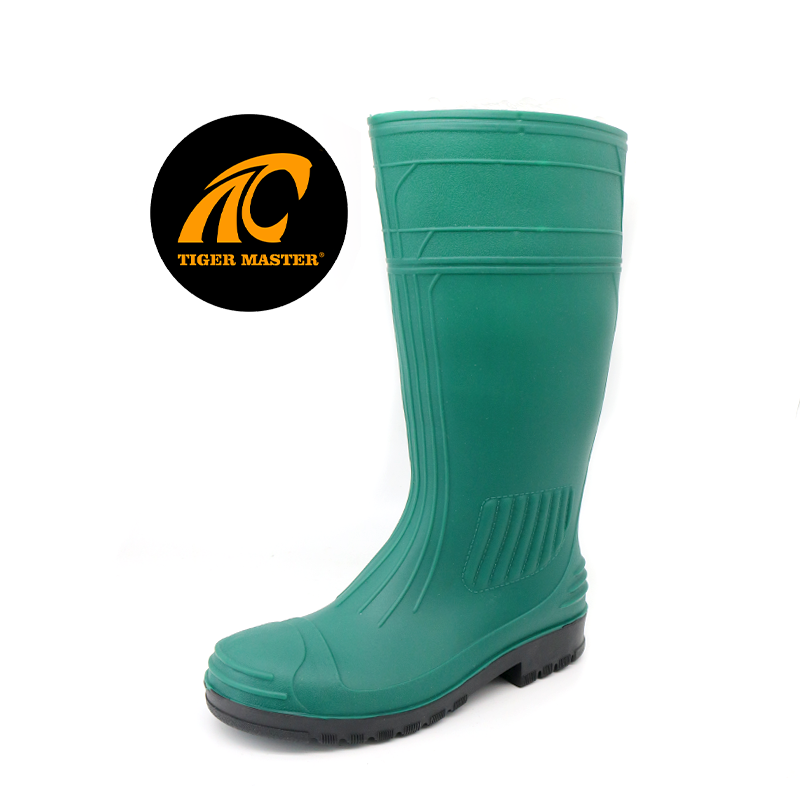 GB38 Green Steel Toe Anti PinPorture PVC Safety Rain Boots impermeable