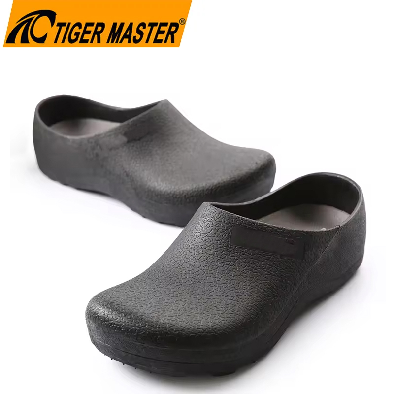 TM3388 Sapatos de chef de cozinha em PVC preto antiderrapante à prova d'água para restaurante