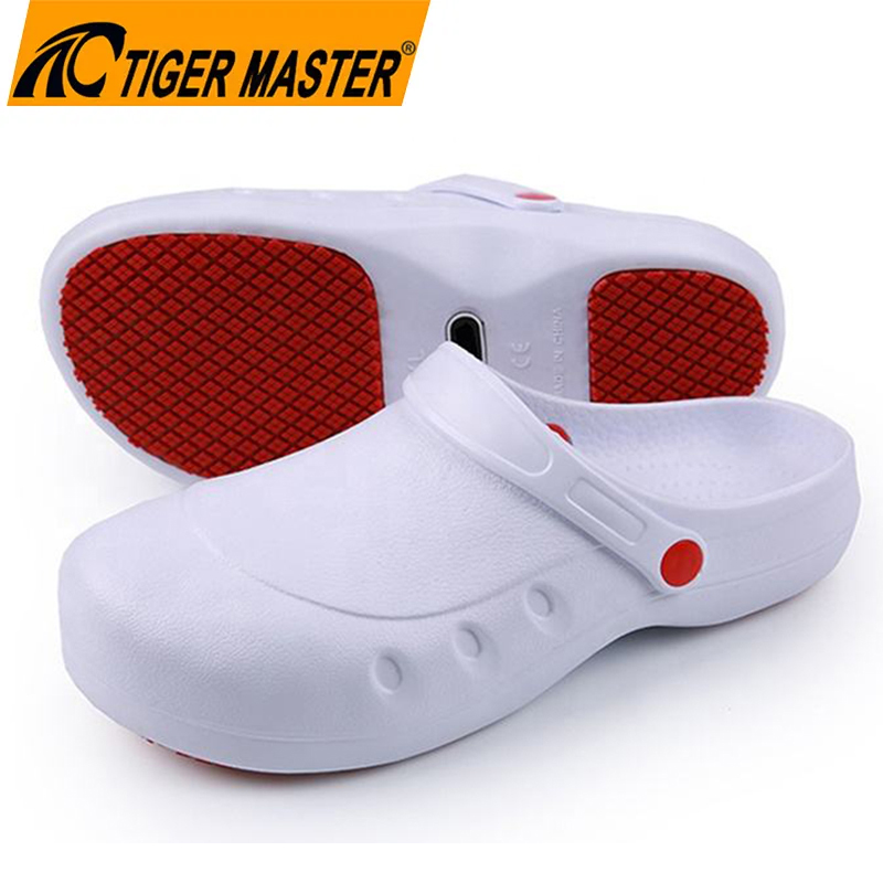 TM080-1 Anti-derrapante impermeável branco EVA cozinha chef sapatos de segurança para restaurante