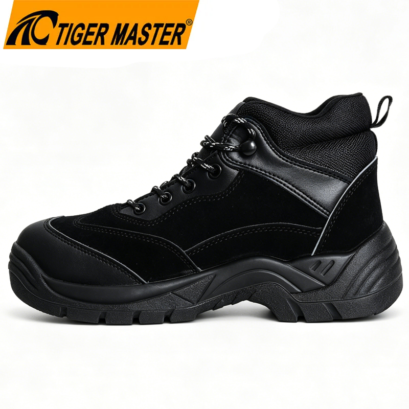 China TM3496 Black Suede Leather Steel Toe Anti-puncture Warehouse Safety Shoes manufacturer