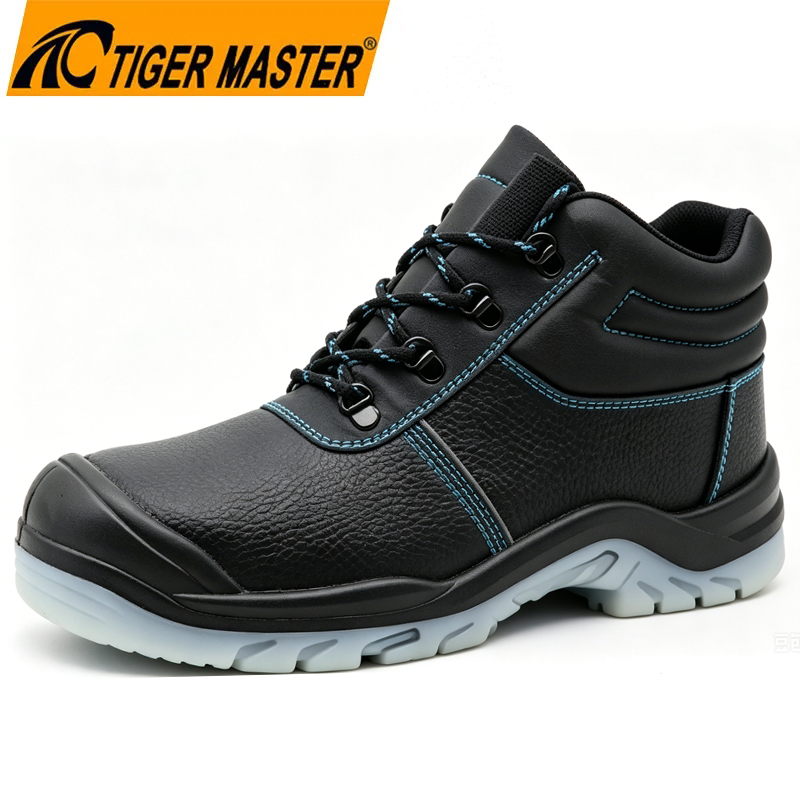China TM8001 Oil Chemical Resistant TPU Sole Black Leather Safety Boots with Steel Toe manufacturer