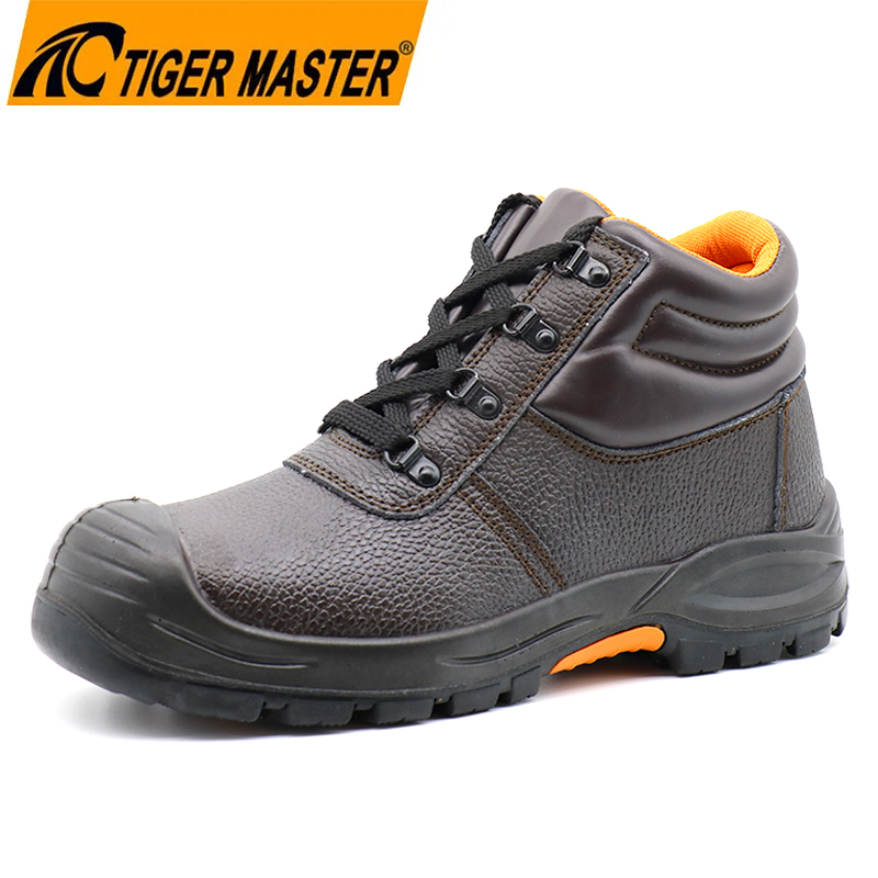 TM8003 Oil & Acid Resistant Anti Slip Aço Toe Puncture-prova Brown Couro Trabalho Botas